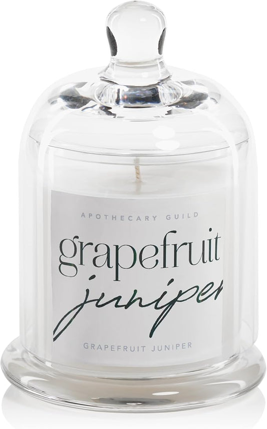 Zodax Apothecary Guild Scented Jar Candle with Glass Cloche, 10.19 oz- Grapefruit Juniper