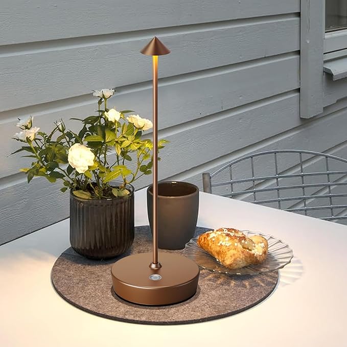 Rechargeable Cordless Table Lamp, 6000mAh LED Battery Operated Desk Lamp Touch 3 Color Stepless Dimming Portable Outdoor Waterproof Table Light for Patio/Restaurant/Dining/Home(Coffee)