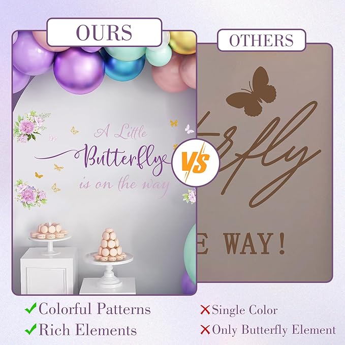 A Little Butterfly is on Her Way Baby Shower Decal - Butterfly Baby Shower Decorations, Colourful Butterfly Wall Decals Sign, Gender Reveal Girl or Boy Decal, Butterfly Baby Shower Backdrop