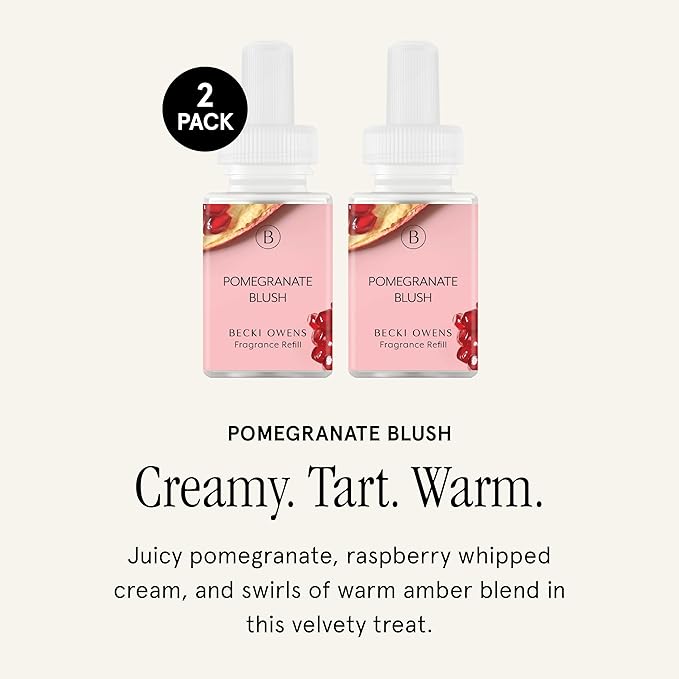 Pura & Becki Owens Home Scent Refill - Smart Home Air Diffuser - Up to 120-Hours of Premium Fragrance per Refill - Household Essential - Clean Diffuser Fragrance - 2 Pack, Pomegranate Blush