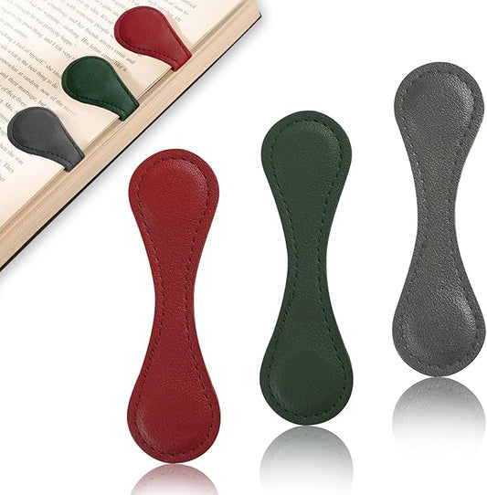 Magnet Leather Bookmarks 3 Pcs Magnetic Bookmarks for Reading Book Magnetic Page Markers Leather Page Clip Buckle Book Mark Clip for Book Lover Readers Men Women Student Book Accessories