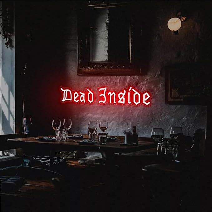 Dead Inside Neon Sign for Wall Decor,Gothic Horror Home Decor,Halloween Party Wall Decor,Gothic Lover Gifts,USB Powered With Switch-25''
