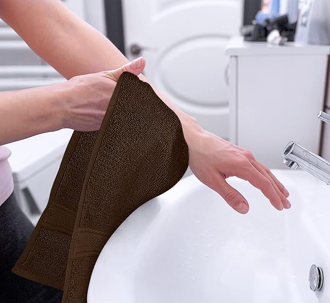Utopia Towels 6 Pack Premium Hand Towels Set, 16 by 28 inches, 100% Ring Spun Cotton, Ultra Soft and Highly Absorbent 600GSM Towels for Bathroom, Gym, Shower, Hotel, and Spa, Dark Brown