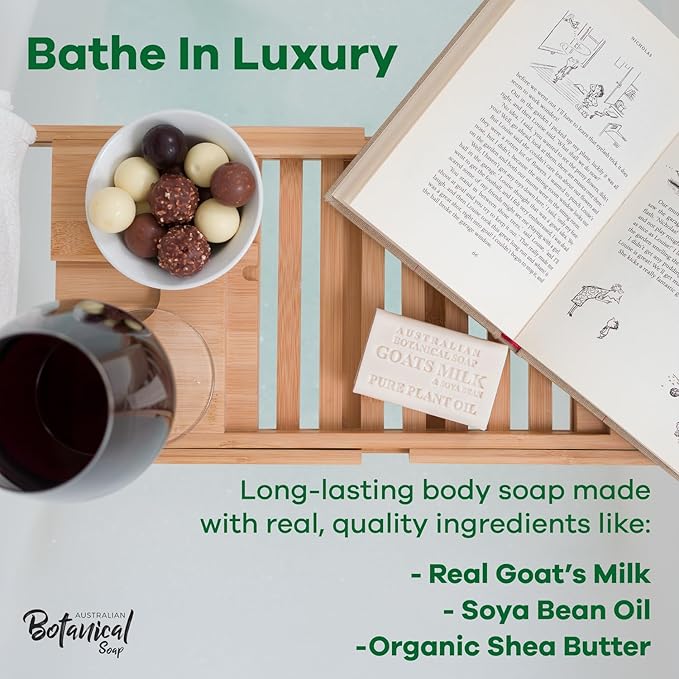 Australian Botanical Soap 7 OZ, Pack of 8, Goat Milk Soap Bars with Soya Bean Oil, Enriched with Organic Shea Butter, Suitable for All Skin Types, Packaging May Vary