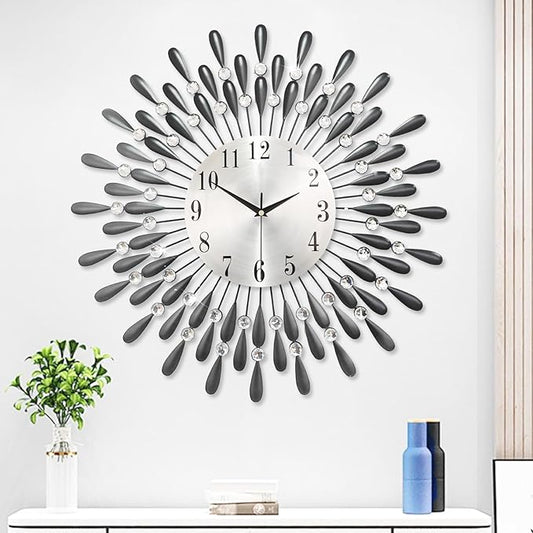 Wall Clock,20inch Decorative Wall Clocks Silent Quality Quartz Battery Operated,Large Wall Clock for Living Room,Kitchen,Home,Bathroom,Bedroom Wall Decor,Black