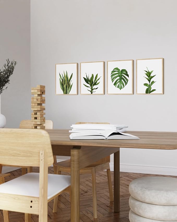 HAUS AND HUES Plant Wall Art - Set of 4 Plant Pictures Wall Art and Green Wall Art Collection, Botanical Prints, Sage Green Leaves Paintings For Wall, Minimalist Wall Art (16x20, Unframed)