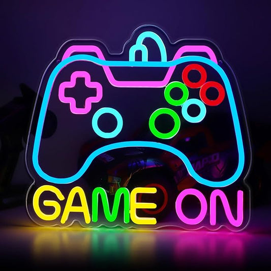 Game On Neon Sign for Gamer Wall Decor, USB Powered Dimmable Colorful Led Gaming Neon Signs for Boys Room, Teen Room, Wall Decor, Gamer Gifts for Teen, Men, Boys, Kids