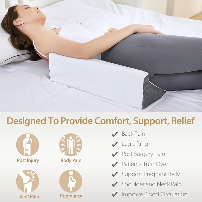 Wedge Pillow for Sleeping, Side Sleeper Body Back Positioners for Back Pain, Preventing Bedsores, After Surgery, Pregnancy Support, Ankle Support, Bed Wedge Pillow for Side Sleepers