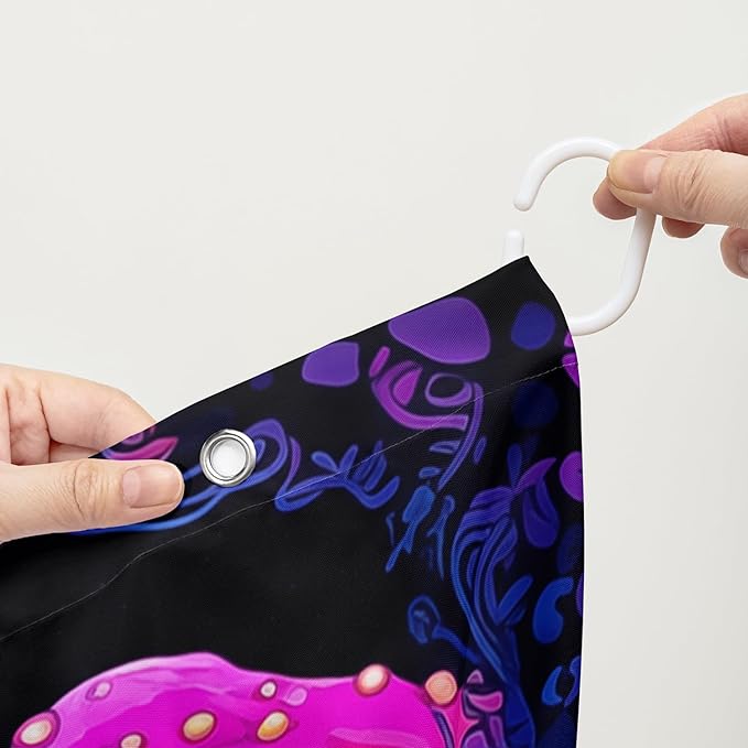 AILONEN Magic Mushroom Shower Curtain,Cartoon Jellyfish Shower Curtain Set for Bathroom,Natural Fungal Bathroom Curtain for Kids Girl,Boho Style Waterproof Fabric Bath Curtain with Hooks, 72" W*72" H