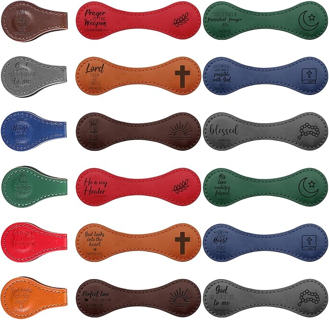 12 Pcs Father Church Gifts Christian Magnetic Bookmarks Bulk Religious Leather Clips Bible Verse Bookmarks Magnetic Page Markers Scripture Church Gifts for Book Lovers Club Readers (Vivid)