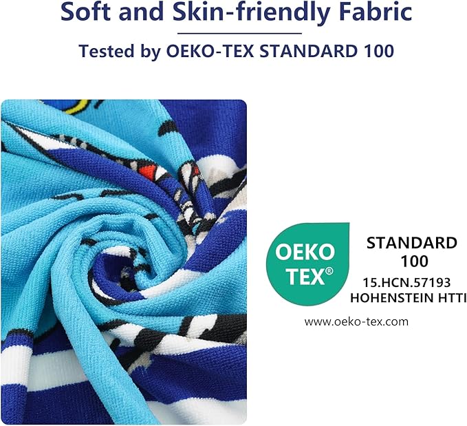 MOKANI Kids Hooded Poncho Towels, Soft & Absorbent Microfiber Beach Towel, Swimming Pool Changing Robe Bathrobe Bath Towel