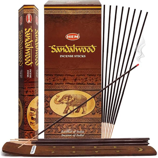 Sandalwood Incense Sticks and Incense Stick Holder Bundle Insence Insense Hem Incense Sticks