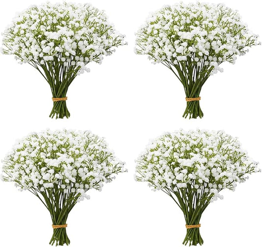 Babys Breath Artificial Flowers, 48Pcs Fake Baby Breath Flowers Artificial Bulk 11inch White Faux Gypsophila Real Touch Flowers for Outdoors Wedding DIY Bouquet Arrangement Home Garden Decor
