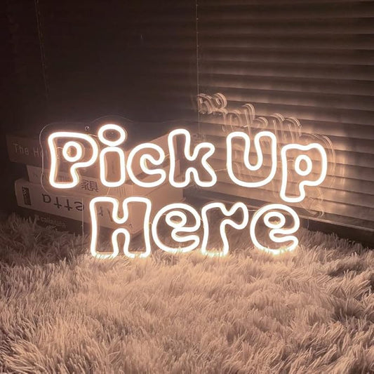 Large Pick Up Here Neon Sign for Business-Adjustable Brightness Neon Lights Sign for Party Bar Salon Stores Shop Hotel Wall Decor With Hanging Chain for Store Windows-Warm White,20 IN