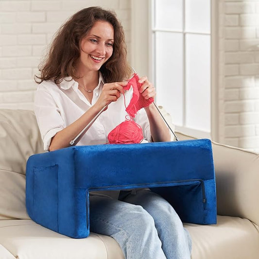 Homguava Reading Pillow Memory Lap Desk Foam Pillow for Adults Gaming Pillow Arm Rest Pillow for Reading, Crocheting, Gaming or Sitting in Bed (Blue, Medium)