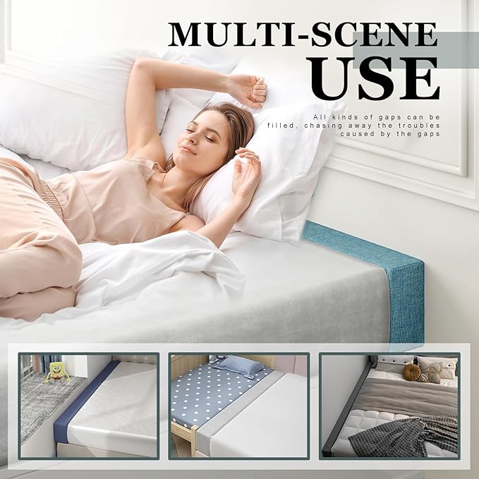 Mattress Extender, Bed Gap/Space Filler, Headboard Pillow Between Headboard and Mattress or Wall, High-Density Foam with Removable Cover（Light Grey-Queen-60 * 6 * 6in）