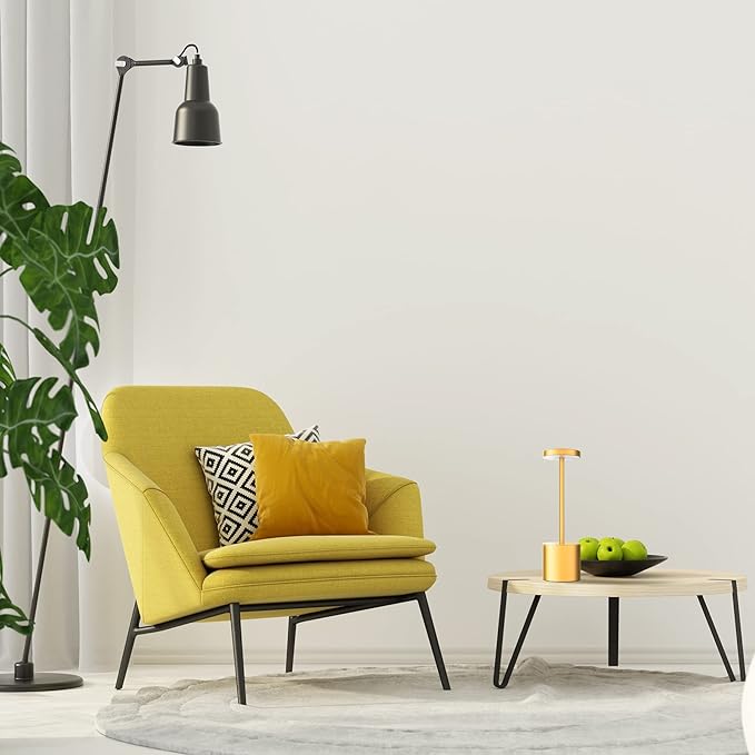 LED Cordless Table Lamps, Portable Rechargeable Battery Operated Lamp, Modern Metal 2 Level Dimmable Indoor and Outdoor Cordless Lamp,Desk Lamp for/Restaurant/Bar/Cafe/Bedroom. (Gold)