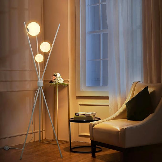 3D Printed Tall Standing Lamp - Modern Moon Floor Lamp with Remote for Living Room, Bedroom, Office