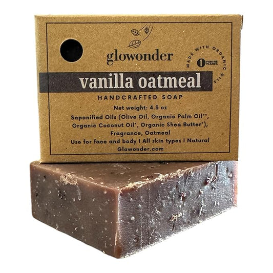 1 Pack Vanilla Oatmeal Handmade Organic Bar Soap for Face and Body - Moisturizing, All-Natural, Cruelty-Free - Botanical Ingredients - Shower, Bath, Hand Soaps, Gifts - 4.5 oz