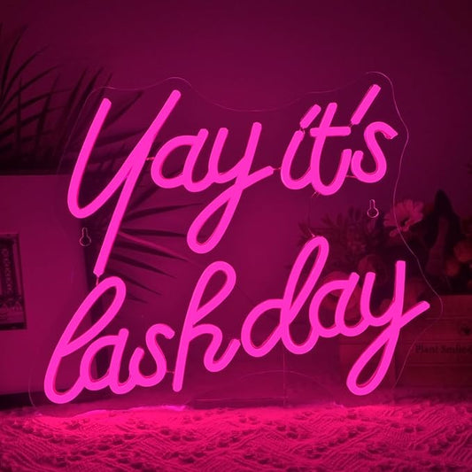 Lucunstar Yay It's Lash Day Neon Sign,Colorful Led Light,USB Connectivity Led Neon Sign with Dimming Switch for Home Wall Decor,Girls Room Party Room Decor