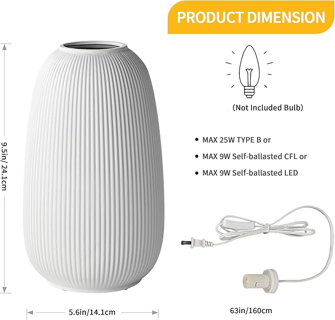RONDURE 9.5" Modern Table Lamp, Modern Bedside Lamps for Bedroom, Living Room and Nightstand, White Translucent Ceramic Shade, Warm Ambient Lighting, Home Decor