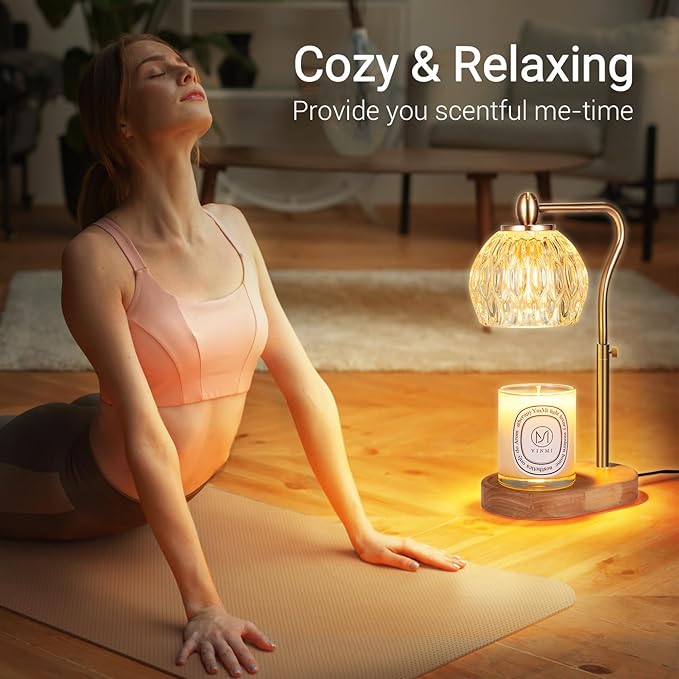 Candle Warmer, Candle Warmer Lamp with Timer & Dimmer Height Adjustable for All Size Scented Candles, with 2 * 50W Bulbs for Home Decor Mothers Day(Gold)