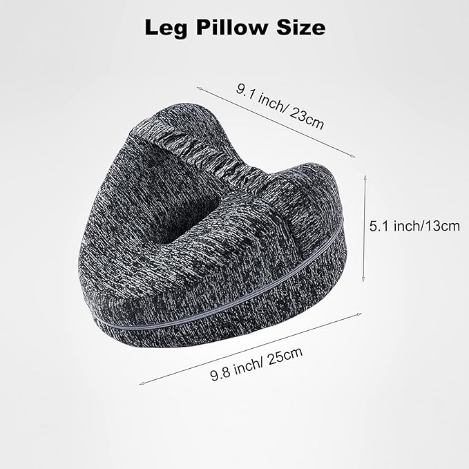 Memory Foam Knee Pillow, Leg Pillow for Sciatica Relief, Back, Hips, Knees Fatigue Relief, Ergonomics Leg Positioner Wedge Pillow with Washable Breathable Cover & Adjustable Elastic Band