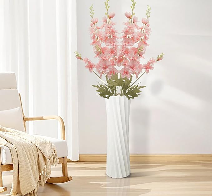 FERIAL 4pcs Artificial Delphinium Faux Pink