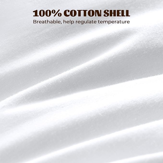 WOLKI Goose Feather Down Alternative Pillows Sandard Size Set of 2, 100% Soft Cotton Shell Bed Pillow, Hotel Sleeping Pillow for Back, Stomach or Side Sleepers 20x26