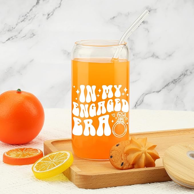 Engagement Gifts, In My Engaged Era Glass Cup, Future Bride Gift Ideas, Bridal Shower Gift for Her, Wedding Gifts for Best Friend - Newbride, Fiancée Present - Bride to Be Tumbler - Present for Her