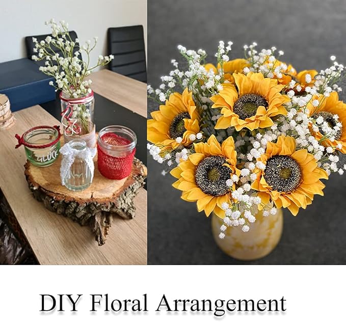 10 Pack Baby's Breath Artificial Flowers Bulk 3 Branches Faux Baby Breath Plastic Flowers Fake Gypsophila Flower Arrangement for Crafts Fake Flowers Bouquet for Wedding Home Decor White Baby Breath