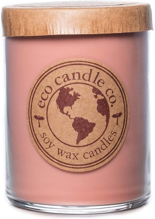Eco Candle Co. Recycled Candle, Fig & Oak, 18 oz. Double Wick - Scents of Figs, Cranberries, Leather, & Musk - 100% Soy Wax, No Lead, Kraft Paper Label & Lid, Hand Poured, Midwest Grown Soybeans