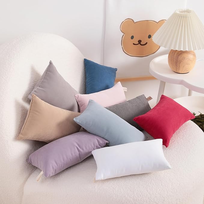 FLXXIE 2 Pack Microfiber Tiny Pillows, 11x7 Inches, Mini Pillows for Sleeping and Traveling, Washable Pillows, Soft Small Pillows Travel Pillows Nap Pillows, Light Taupe