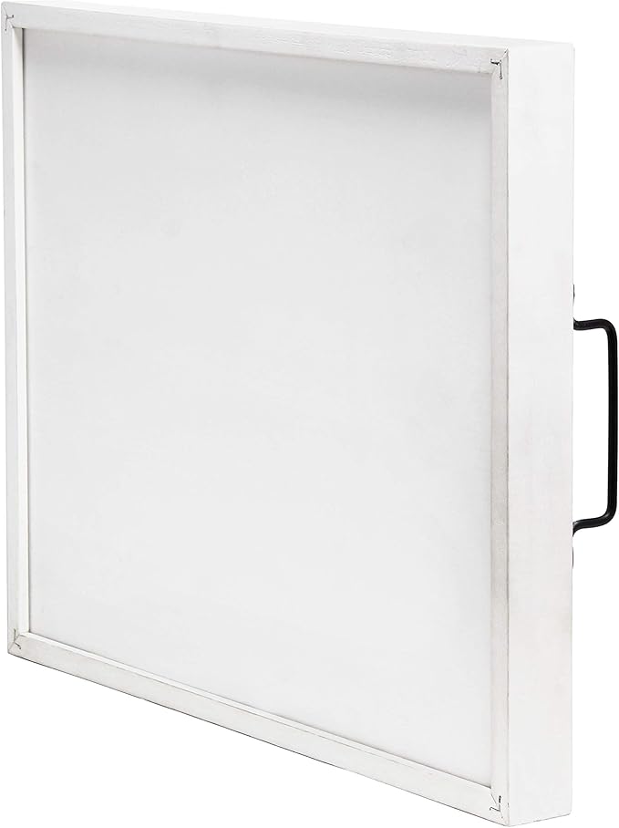 Elegant Designs, 15.50"" x 12"", Hello Sunshine Decorative Wood Serving Tray w/Handles, White Wash (HG2000-WHS)