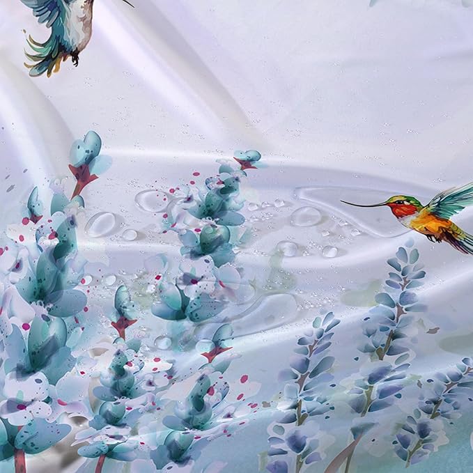 AILONEN Waterproof Floral Shower Curtain for Bathroom,Blue Botanical Wisteria Lavender Flowers Shower Curtain,Watercolor Floral Decor Bathroom Polyester with Grommets and Hooks 72" W*72" H