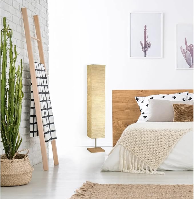 Adesso Three Light Floor Lamp – Natural Wood Base & Adjustable Brightness – Perfect Lighting for Bedroom, Living Room and Corner Decor, Beige