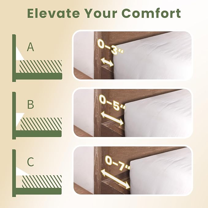 Wedge Pillow Headboard, Ultimate Comfort Bed Wedge Pillow for Headboard, Relaxation Bed Gap Filler for Cal King, Foam Pillow Wedge for Headboard Gap, Overall Bed Gap Filler. 2 Covers.