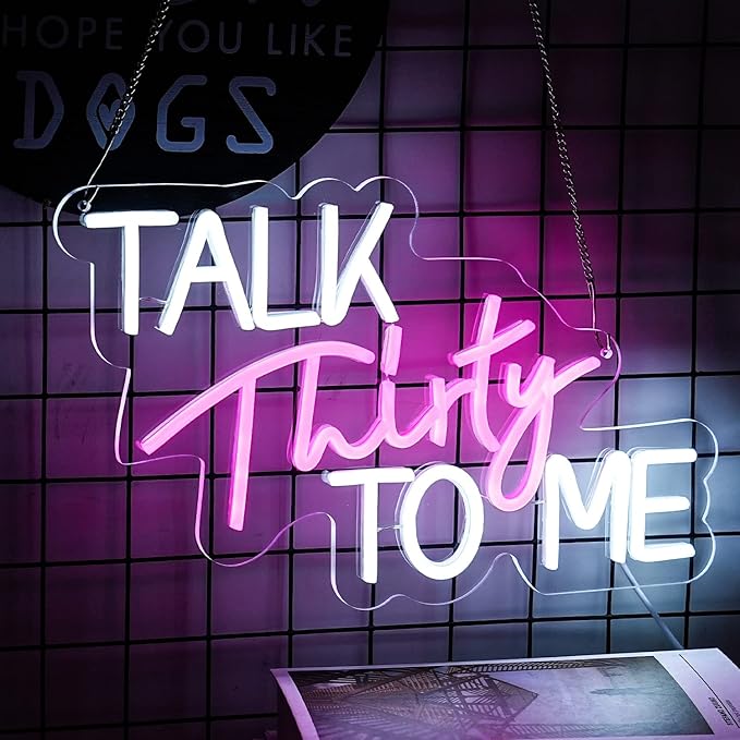 Talk Thirty to Me Neon Sign for Wall Decor Thirty Neon Light Letter Led Neon Signs Birthday Led Neon Light for 30th Birthday Bar Club Hotel Decoration