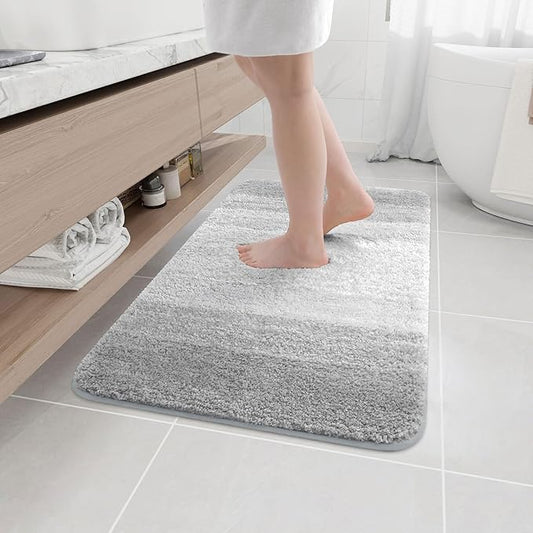 Arotive Microfiber Bathroom Rugs, Shaggy Soft and Absorbent Bath Rug, Non-Slip, Thick Plush Machine Washable Dry Bath Mats for Bathroom, Tub and Shower, 36x24, Light Grey