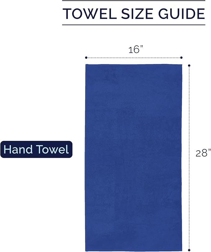 Elegant Comfort Premium Turkish Cotton 4 Pack Hand Towel Set - 16 x 28 inch, Luxurious Hotel Spa Quality 100% Turkish Cotton 4PC Hand Towel Set - Highly Absorbent - Soft Bathroom Towels, Royal Blue