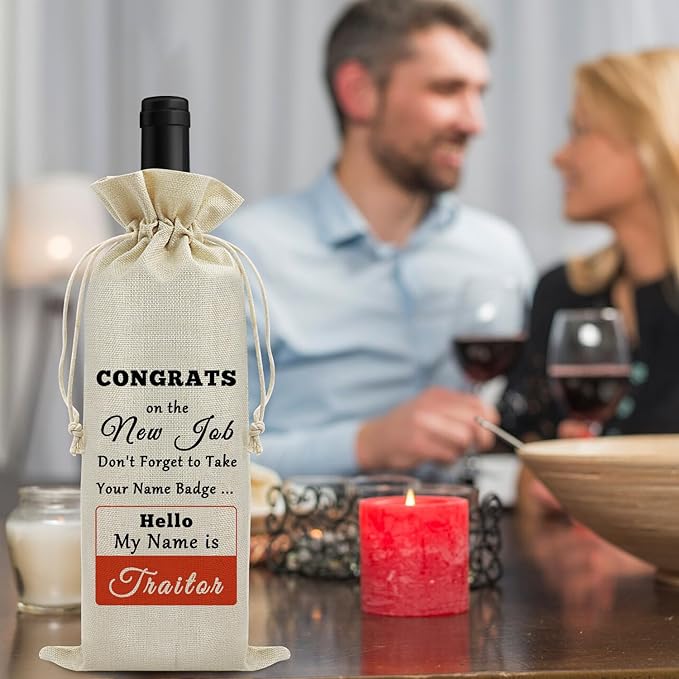 New Job Gift Congratulations Gifts for Women Men Wine Bags Coworker Leaving Gifts New Beginnings Gift for Coworker Wine Gift Bag Goodbye Gift Going Away Gifts For Colleague Leader Wine Wrapping Bag