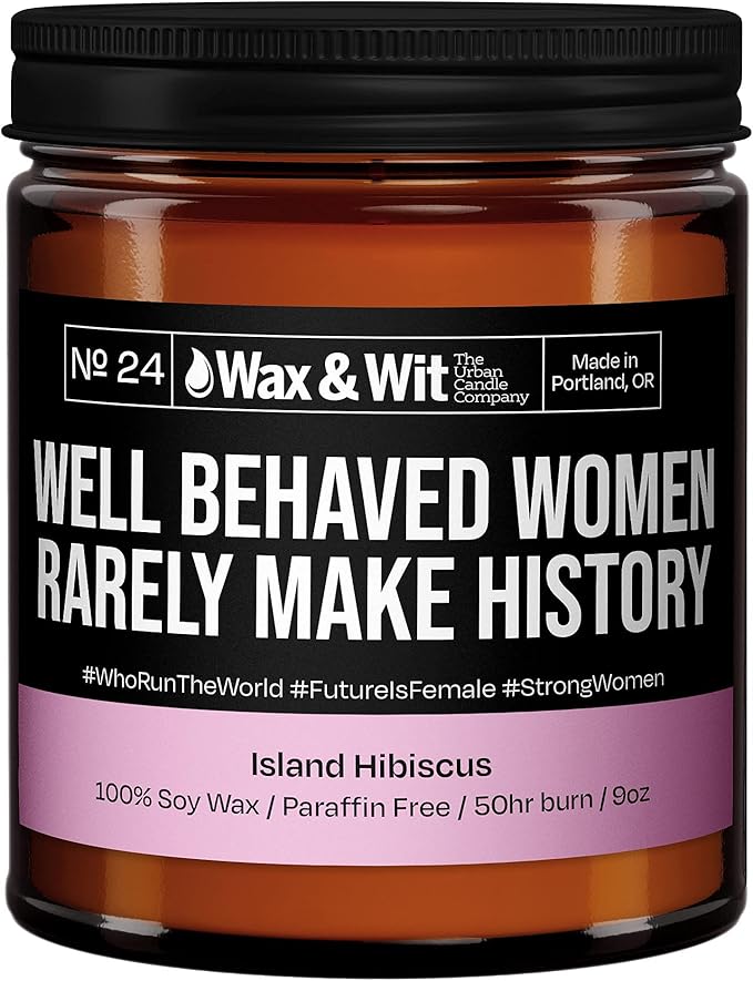 Wax & Wit Funny Soy Candle Gift for Women - Humorous, Aromatherapy Soy Wax Candle, Ideal for Housewarming, Coworker, Birthday – Island Hibiscus - 9oz