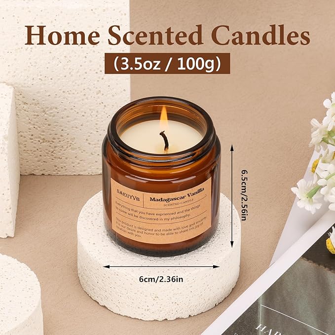 12 Pack Candles for Home Scented,Scented Candles Gift Set for Women,Natural Soy Wax Amber Jar Candle Set for Men,Aromatherapy Candle for Birthday,Mother's Day,Father's Day,Anniversary.