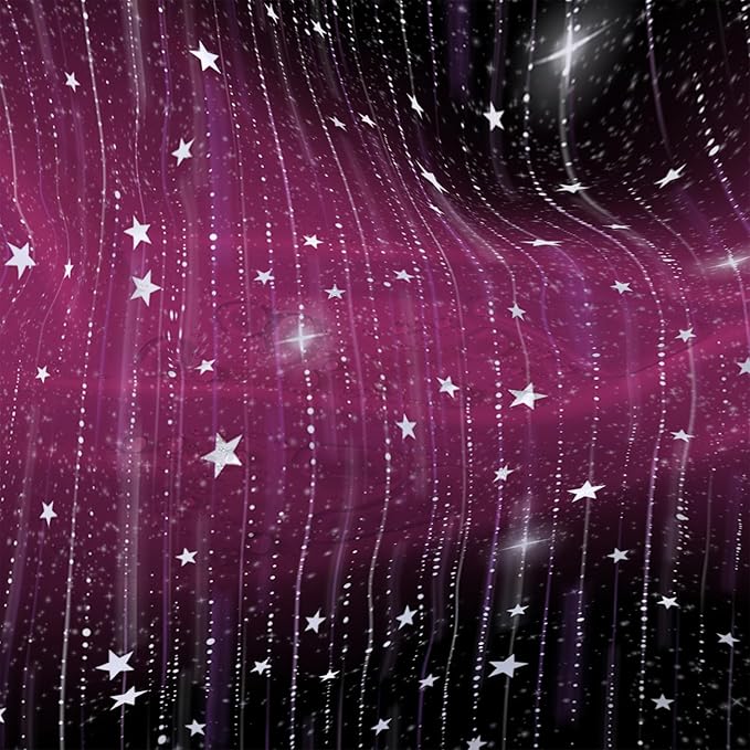AILONEN White Star Shower Curtain,Dreamy Starry Sky Bathroom Fabric Shower Curtain for Girls Boys Kids Teens, 72" W*96" H Black and Purple Theme Bathroom Decor