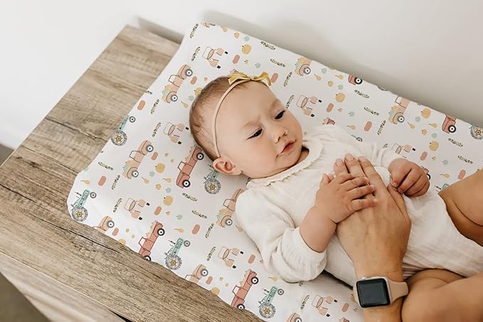 TotAha Premium Stretchy Changing Pad Cover for Baby Girl Boy, Hypoallergenic, Buttery Soft, Silky Comfort, Diaper Changing Table Cover Pad Sheets Fitted 16 x 32, 2-Pack(Farm & Pumpkin)
