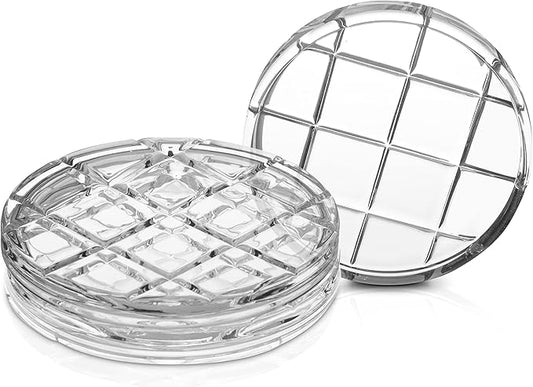 Crystal Coaster Modern Design | Absorbent Glass Coasters for Drinks Set of 4