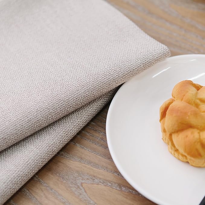 Set of 4 Round Placemat 15 Inch Soft Linen eco-Friendly Fabric Handcrafted Machine Washable Indoor & Outdoor Tablemat Beige
