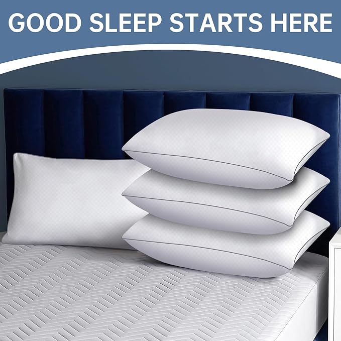 Bed Pillows for Sleeping King Size Set of 4,Down Alternative Filling,Pillows for Back,Stomach or Side Sleepers