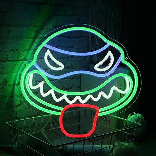 Anime Turtles Neon Wall Light -13.8 * 13in USB-Powered LED Decor for Bedroom, Gaming Room, or Hero-Themed Birthday Party