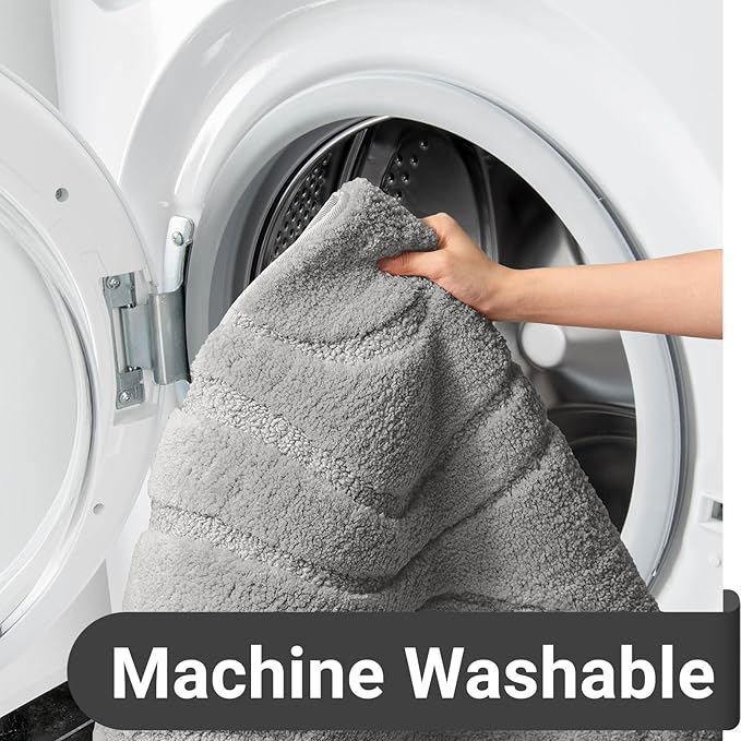 DEXDE Bathroom Rugs Mat Runner 24 x 60 Inch, Light Gray Bath Rugs Extra Long Non-Slip Machine Wash Dry Bath Mats Large Soft and Absorbent Microfiber Carpet for Bathroom Floor, Tub and Shower